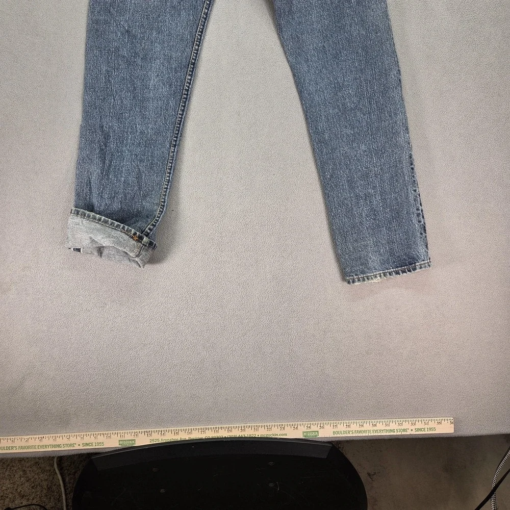 Levis 5Jeans Mens 31x31 Blue Selvedge Button Fly Straight Denim Faded Distressed